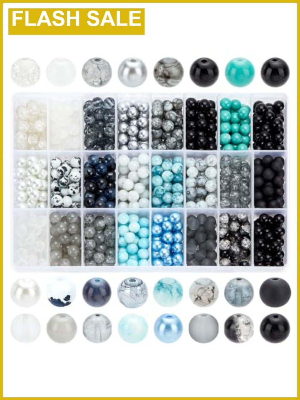 1080pcs 8mm Glass Beads for Bracelet Necklace Jewelry Making Crafts
